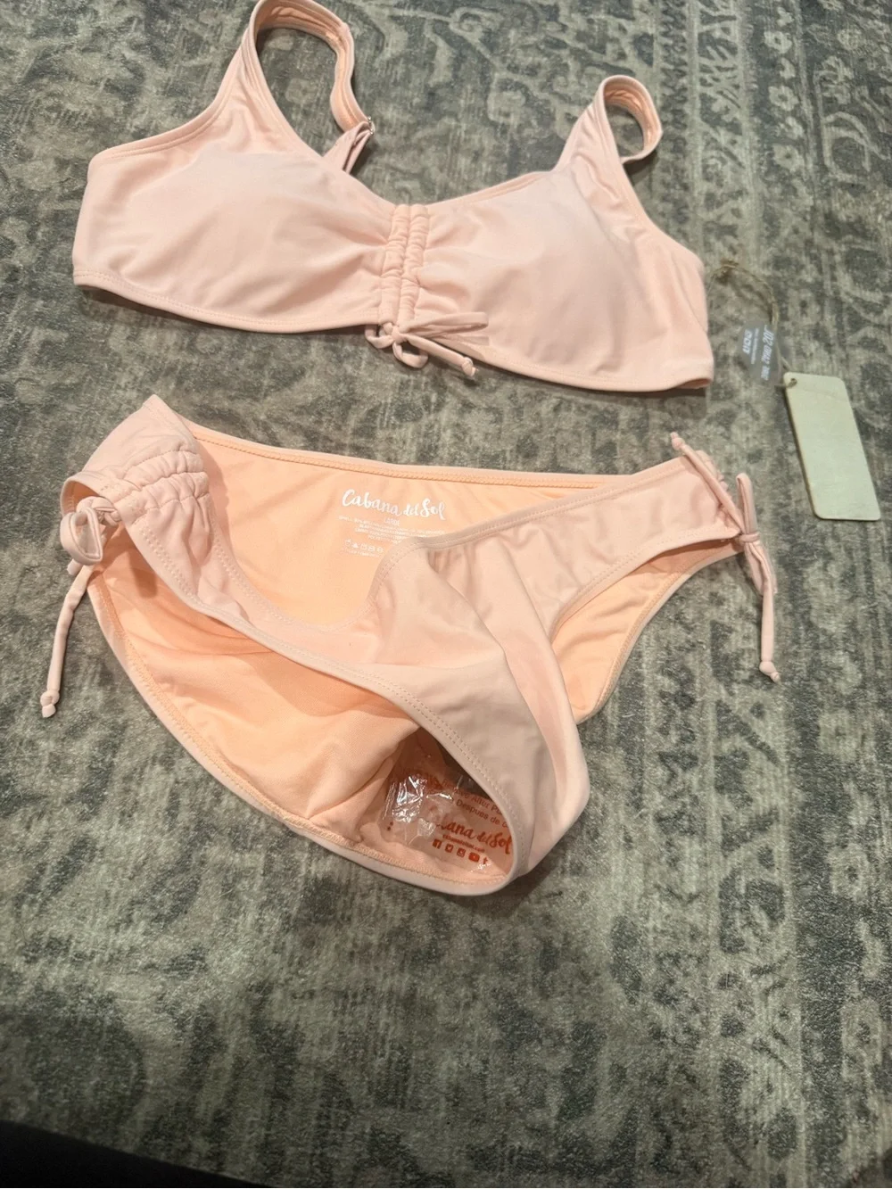 NWT Cabana del Sol Blush Pink Bikini Set Size Large